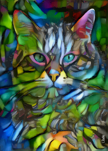 Arts numériques intitulée "Najy, cat" par L.Roche, Œuvre d'art originale, Acrylique