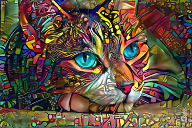 Digital Arts titled "Lola sieste, cat" by L.Roche, Original Artwork, Acrylic