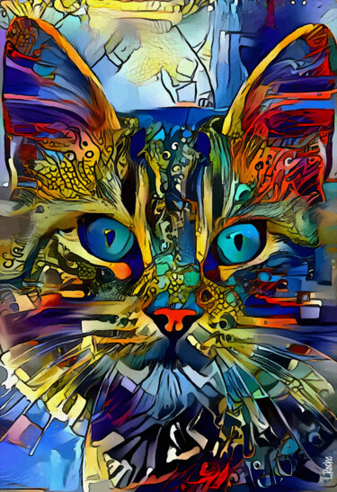 Digital Arts titled "Dove, cat" by L.Roche, Original Artwork, Acrylic
