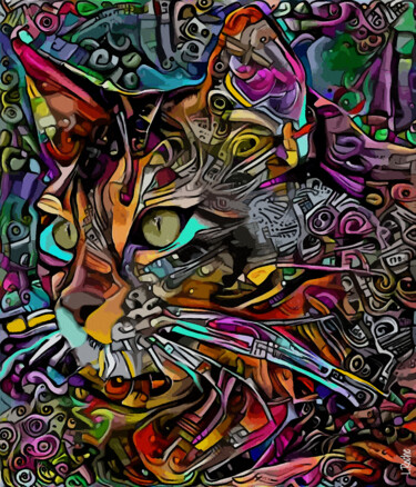 Arts numériques intitulée "Golfo, cat" par L.Roche, Œuvre d'art originale, Acrylique