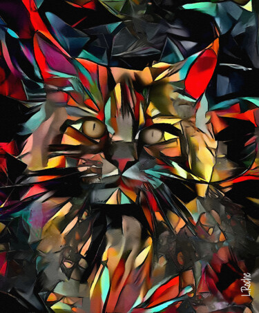 Digital Arts titled "Steevy, cat" by L.Roche, Original Artwork, Acrylic