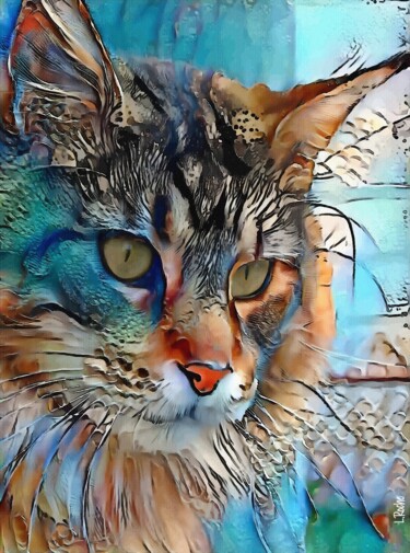 Digitale Kunst getiteld "Garfy, cat" door L.Roche, Origineel Kunstwerk, Acryl