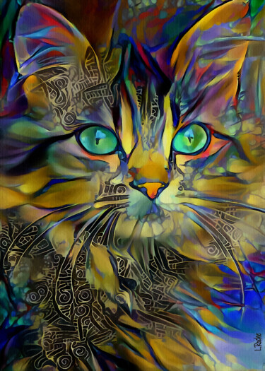 Digitale Kunst mit dem Titel "Sonny Jr., cat" von L.Roche, Original-Kunstwerk, Acryl