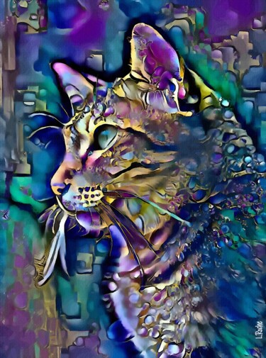 Arts numériques intitulée "Ezat, cat" par L.Roche, Œuvre d'art originale, Acrylique