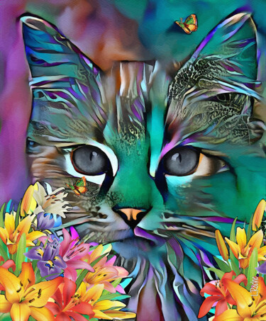 Digital Arts titled "Lily Patchuli, cat" by L.Roche, Original Artwork, Acrylic