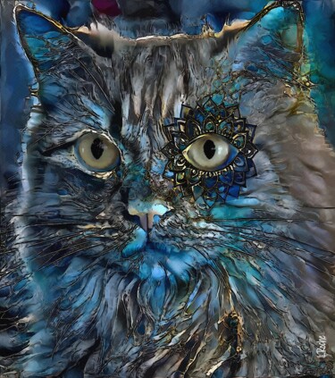 Digital Arts titled "Jayda, cat" by L.Roche, Original Artwork, Acrylic