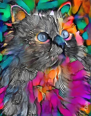 Digital Arts titled "Albay, cat" by L.Roche, Original Artwork, Acrylic