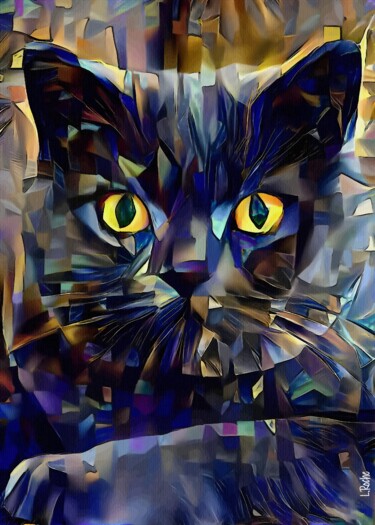 Digital Arts titled "Baltus 1er, cat" by L.Roche, Original Artwork, Acrylic