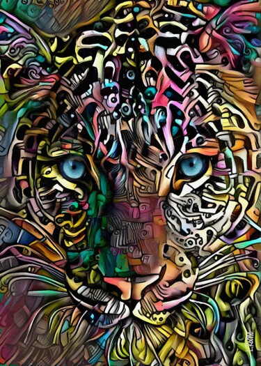 Digital Arts titled "ilon, leopard" by L.Roche, Original Artwork, Acrylic