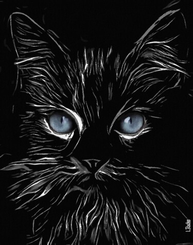 Digital Arts titled "Danyblack, cat" by L.Roche, Original Artwork, Acrylic