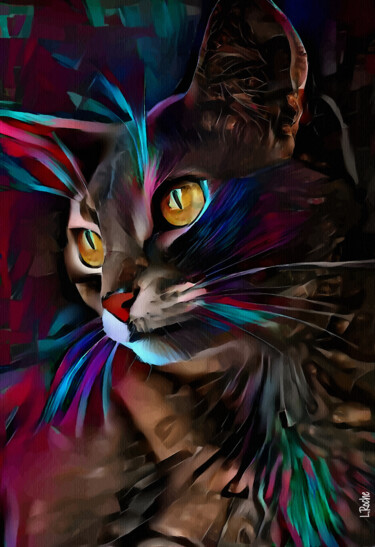 Digital Arts titled "Zanyka, cat" by L.Roche, Original Artwork, Acrylic