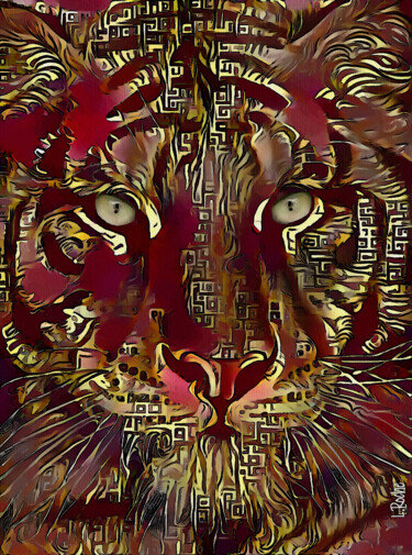 Arts numériques intitulée "Nessu, tiger" par L.Roche, Œuvre d'art originale, Travail numérique 2D