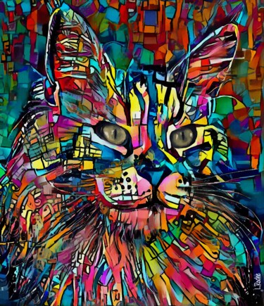 Arts numériques intitulée "Marty Jr., cat" par L.Roche, Œuvre d'art originale, Acrylique