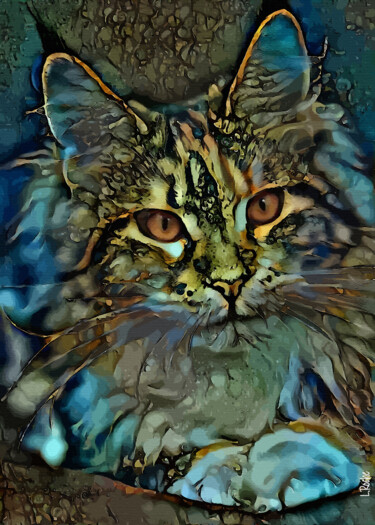 Digitale Kunst getiteld "Zan, cat" door L.Roche, Origineel Kunstwerk, Acryl