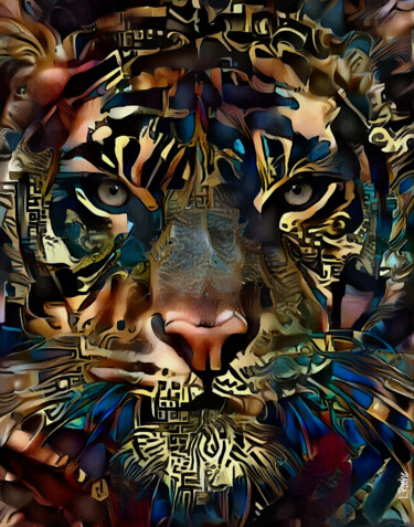 Arts numériques intitulée "Zandoo, tiger" par L.Roche, Œuvre d'art originale, Acrylique