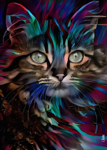 Digital Arts titled "Halya, cat" by L.Roche, Original Artwork, Acrylic