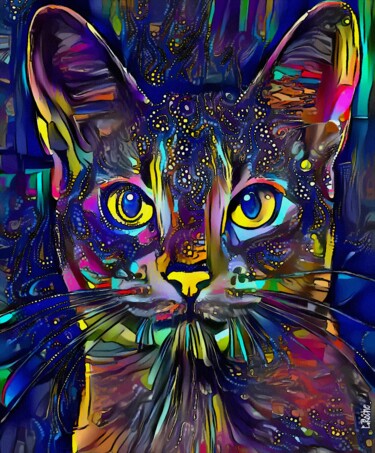 Arts numériques intitulée "Razel, cat" par L.Roche, Œuvre d'art originale, Acrylique