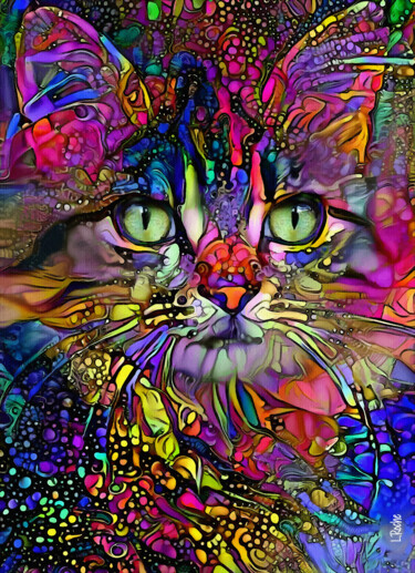 Arts numériques intitulée "Mandy Calypso, cat" par L.Roche, Œuvre d'art originale, Acrylique