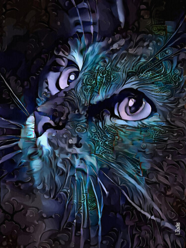 Digital Arts titled "Herjane, cat" by L.Roche, Original Artwork, Acrylic