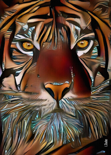 Digital Arts titled "Toffee Tiger" by L.Roche, Original Artwork, Watercolor