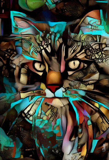 Arts numériques intitulée "Kastor, cat" par L.Roche, Œuvre d'art originale, Acrylique
