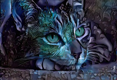 Digital Arts titled "Cat blues day" by L.Roche, Original Artwork, Acrylic