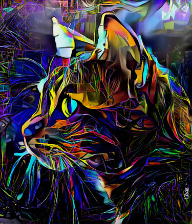Digital Arts titled "Jiko, cat" by L.Roche, Original Artwork, Acrylic