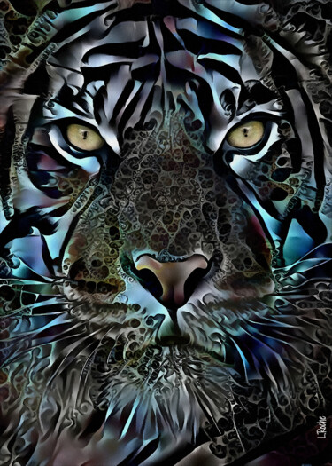 Arts numériques intitulée "Silver Tiger" par L.Roche, Œuvre d'art originale, Acrylique