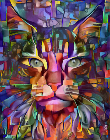 Digital Arts titled "Salomon JR., cat" by L.Roche, Original Artwork, Acrylic