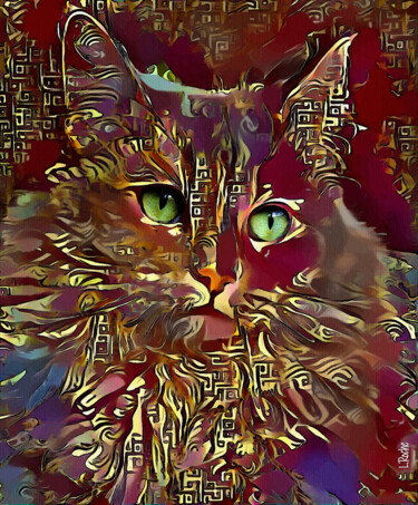 Digitale Kunst mit dem Titel "Assany, cat" von L.Roche, Original-Kunstwerk, Acryl