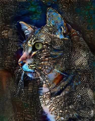 Arts numériques intitulée "Baldo, cat" par L.Roche, Œuvre d'art originale, Acrylique