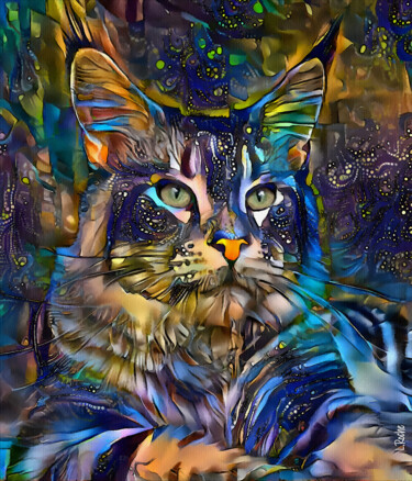 Digitale Kunst mit dem Titel "Obby, cat" von L.Roche, Original-Kunstwerk, Acryl