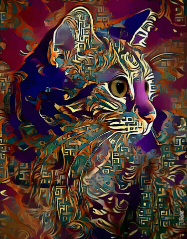 Digital Arts titled "Demir Taffetas, cat" by L.Roche, Original Artwork, Acrylic