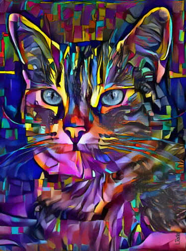 Digital Arts titled "Albane, cat" by L.Roche, Original Artwork, Acrylic
