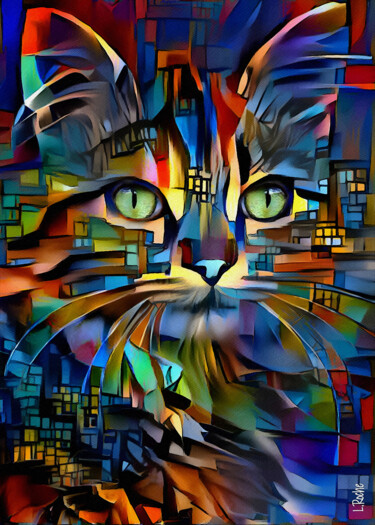 Digital Arts titled "Cizko, cat" by L.Roche, Original Artwork, Acrylic