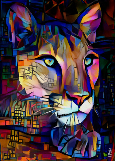 Цифровое искусство под названием "Puma city lights" - L.Roche, Подлинное произведение искусства, Акрил