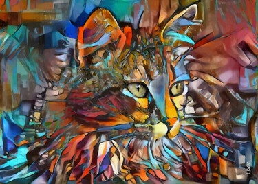 Arte digital titulada "Farah, cat" por L.Roche, Obra de arte original, Trabajo Digital 2D