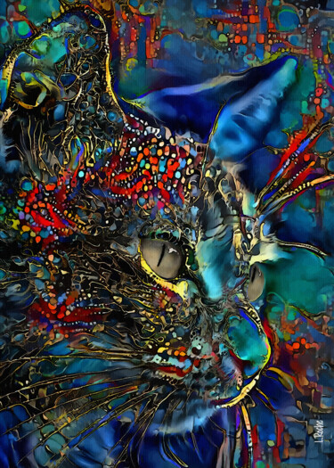 Digitale Kunst mit dem Titel "Nano, cat" von L.Roche, Original-Kunstwerk, 2D digitale Arbeit