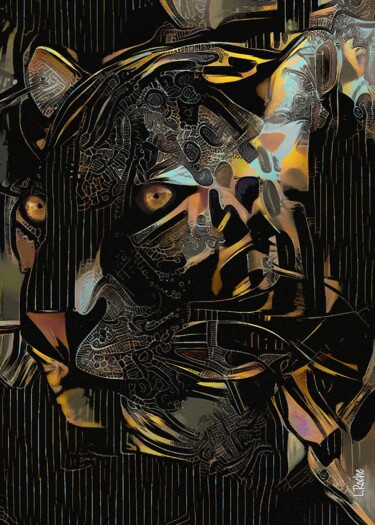 Arte digitale intitolato "Alfa 1er, leopard" da L.Roche, Opera d'arte originale, Lavoro digitale 2D