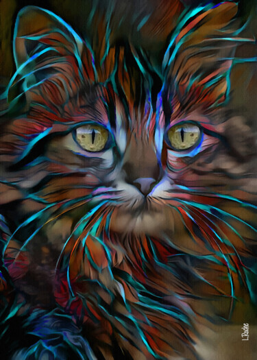 Artes digitais intitulada "Chony, cat" por L.Roche, Obras de arte originais, Trabalho Digital 2D