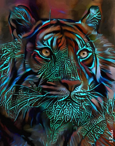 Arts numériques intitulée "Almon, tiger" par L.Roche, Œuvre d'art originale, Travail numérique 2D