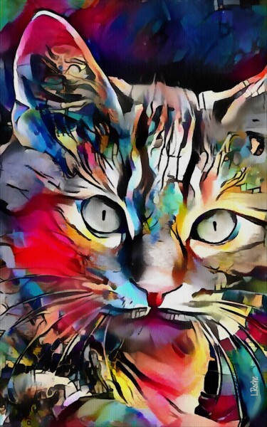 Artes digitais intitulada "Riko, cat" por L.Roche, Obras de arte originais, Trabalho Digital 2D