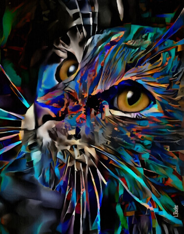 Grafika cyfrowa / sztuka generowana cyfrowo zatytułowany „Nancy, cat” autorstwa L.Roche, Oryginalna praca, 2D praca cyfrowa