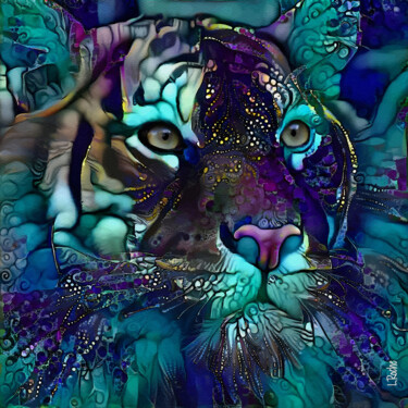 Digital Arts titled "Aware, tiger" by L.Roche, Original Artwork, 2D Digital Work