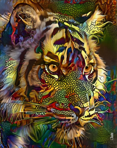 Artes digitais intitulada "Alphamonthy, tiger" por L.Roche, Obras de arte originais, Trabalho Digital 2D