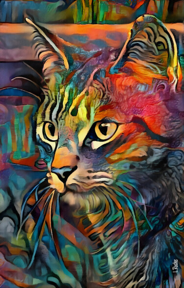 Digitale Kunst mit dem Titel "Yassane, cat" von L.Roche, Original-Kunstwerk, 2D digitale Arbeit