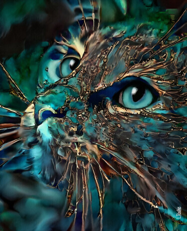 Digitale Kunst mit dem Titel "Cat jewell 2" von L.Roche, Original-Kunstwerk, 2D digitale Arbeit