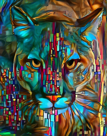 Digitale Kunst mit dem Titel "Aras el Puma" von L.Roche, Original-Kunstwerk, 2D digitale Arbeit