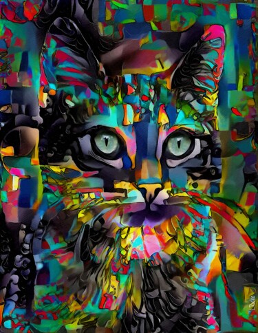 Peinture intitulée "Jay, cat" par L.Roche, Œuvre d'art originale, Acrylique