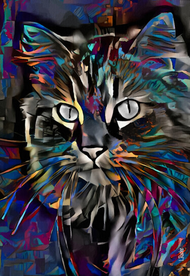 Digitale Kunst mit dem Titel "Arzzo, cat" von L.Roche, Original-Kunstwerk, 2D digitale Arbeit